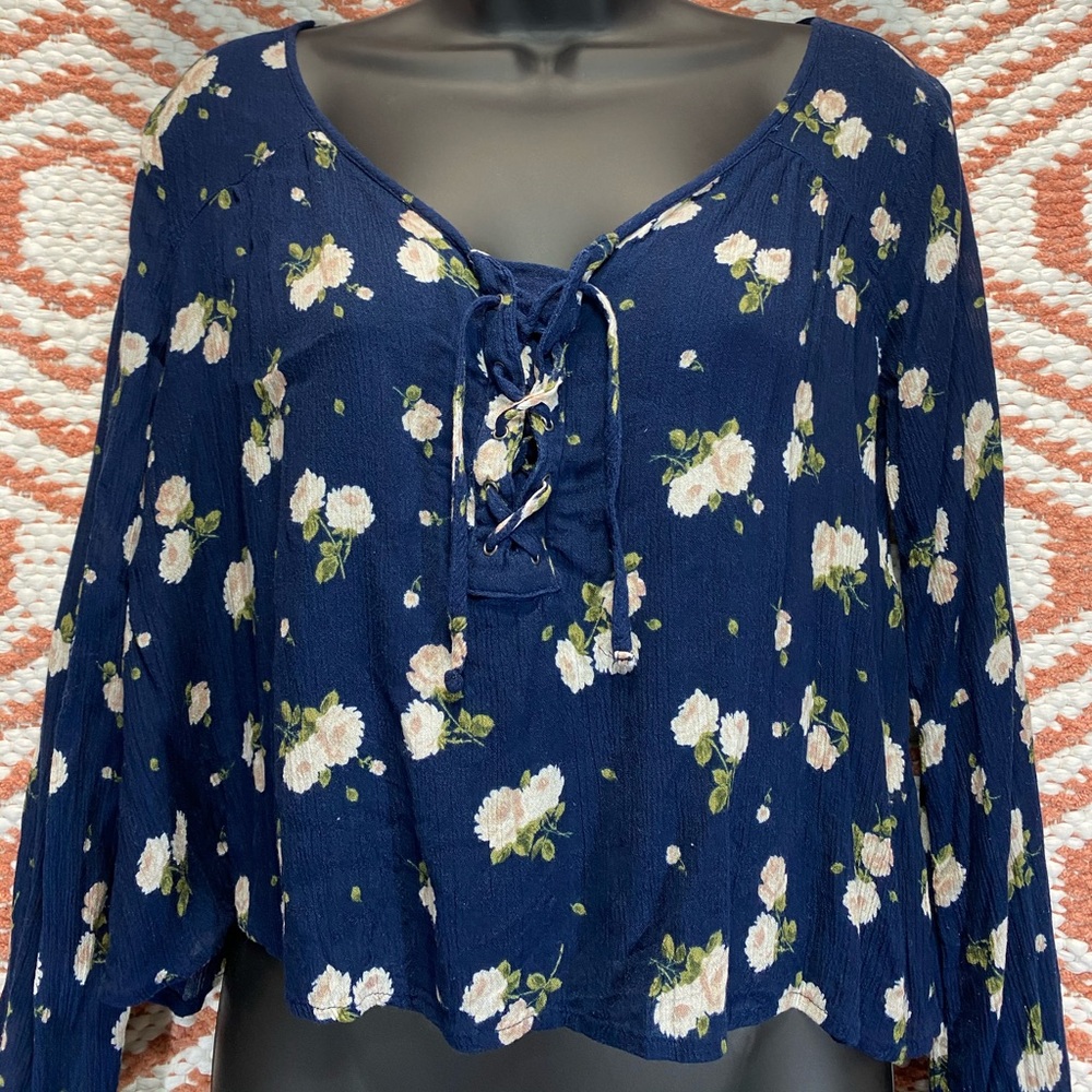 Hollister Blue Floral Blouse